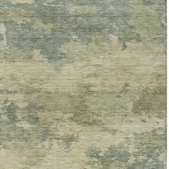 3' X 5' Pale Aqua And Khaki Abstract Washable Indoor Outdoor Area Rug