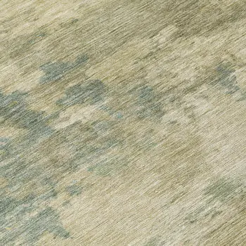 8' Pale Aqua And Khaki Round Abstract Washable Indoor Outdoor Area Rug