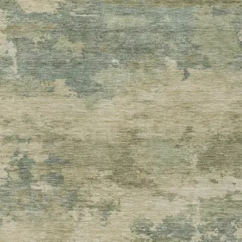 9' X 12' Pale Aqua And Khaki Abstract Washable Indoor Outdoor Area Rug