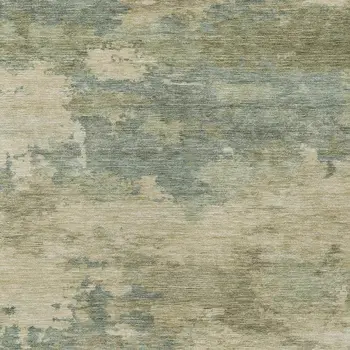 9' X 12' Pale Aqua And Khaki Abstract Washable Indoor Outdoor Area Rug