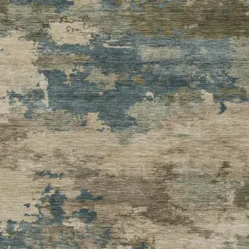 10' X 14' Teal Blue And Beige Abstract Washable Indoor Outdoor Area Rug