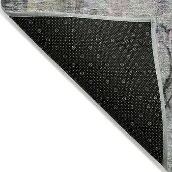 10' X 14' Blue Black And Copper Abstract Washable Indoor Outdoor Area Rug