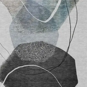 3' X 5' Ivory And Gray Abstract Washable Indoor Outdoor Area Rug