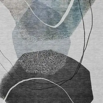 3' X 5' Ivory And Gray Abstract Washable Indoor Outdoor Area Rug