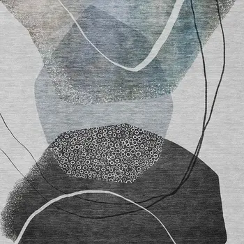 8' X 10' Ivory And Gray Abstract Washable Indoor Outdoor Area Rug