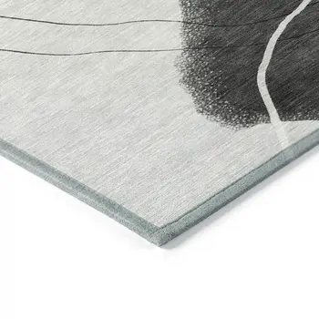 9' X 12' Ivory And Gray Abstract Washable Indoor Outdoor Area Rug