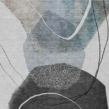 10' X 14' Ivory And Gray Abstract Washable Indoor Outdoor Area Rug