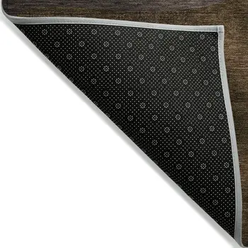 5' X 8' Brown And Denim Blue Animal Print Washable Indoor Outdoor Area Rug