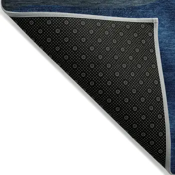 3' X 5' Blue And Brown Animal Print Washable Indoor Outdoor Area Rug