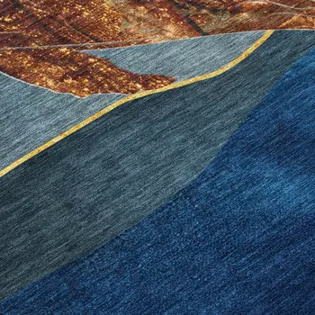 9' X 12' Blue And Brown Animal Print Washable Indoor Outdoor Area Rug