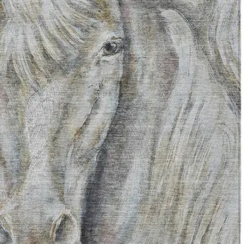 10' X 14' Ivory And Charcoal Animal Print Washable Indoor Outdoor Area Rug