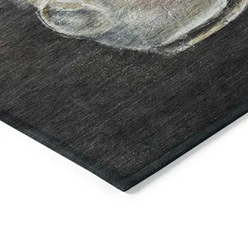 10' X 14' Ivory And Charcoal Animal Print Washable Indoor Outdoor Area Rug