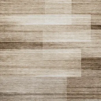 3' X 5' Brown And Ivory Striped Washable Indoor Outdoor Area Rug