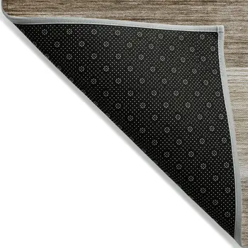 3' X 5' Brown And Ivory Striped Washable Indoor Outdoor Area Rug