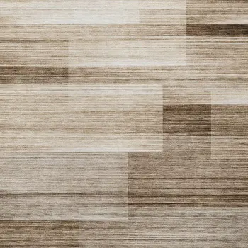 10' X 14' Brown And Ivory Striped Washable Indoor Outdoor Area Rug
