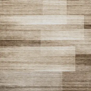 10' X 14' Brown And Ivory Striped Washable Indoor Outdoor Area Rug