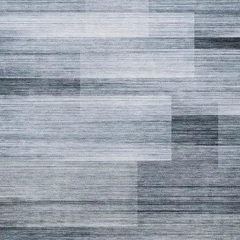 3' X 5' Denim Blue And Ivory Striped Washable Indoor Outdoor Area Rug