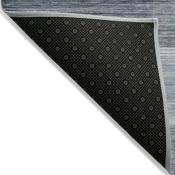 9' X 12' Denim Blue And Ivory Striped Washable Indoor Outdoor Area Rug
