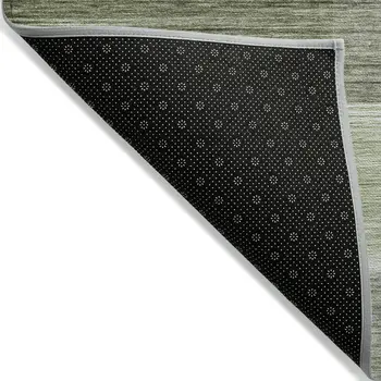 10' X 14' Green And Ivory Striped Washable Indoor Outdoor Area Rug