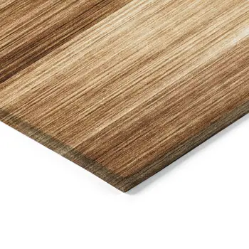 5' X 8' Rust And Ivory Striped Washable Indoor Outdoor Area Rug