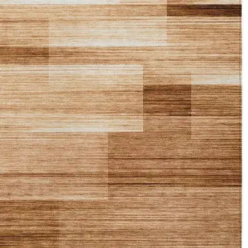 8' X 10' Rust And Ivory Striped Washable Indoor Outdoor Area Rug