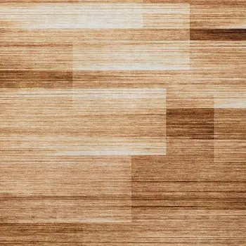 9' X 12' Rust And Ivory Striped Washable Indoor Outdoor Area Rug