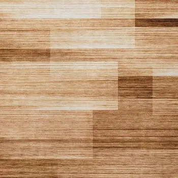 10' X 14' Rust And Ivory Striped Washable Indoor Outdoor Area Rug