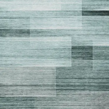 5' X 8' Teal Blue And Ivory Striped Washable Indoor Outdoor Area Rug