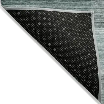 9' X 12' Teal Blue And Ivory Striped Washable Indoor Outdoor Area Rug