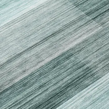 9' X 12' Teal Blue And Ivory Striped Washable Indoor Outdoor Area Rug