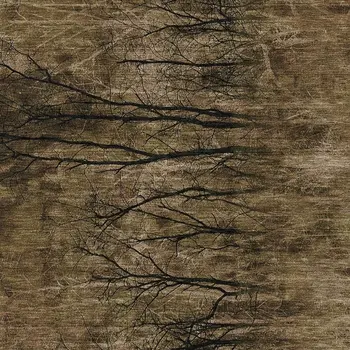 9' X 12' Brown And Charcoal Floral Washable Indoor Outdoor Area Rug