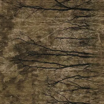 9' X 12' Brown And Charcoal Floral Washable Indoor Outdoor Area Rug