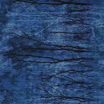 3' X 5' Blue And Charcoal Floral Washable Indoor Outdoor Area Rug