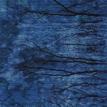 8' X 10' Blue And Charcoal Floral Washable Indoor Outdoor Area Rug