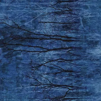 8' X 10' Blue And Charcoal Floral Washable Indoor Outdoor Area Rug