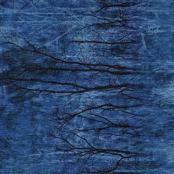 9' X 12' Blue And Charcoal Floral Washable Indoor Outdoor Area Rug