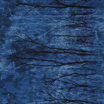 9' X 12' Blue And Charcoal Floral Washable Indoor Outdoor Area Rug