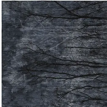 5' X 8' Charcoal And Gray Floral Washable Indoor Outdoor Area Rug