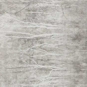 3' X 5' Silver And Gray Floral Washable Indoor Outdoor Area Rug