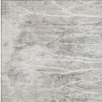 5' X 8' Silver And Gray Floral Washable Indoor Outdoor Area Rug