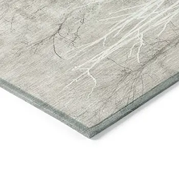 8' X 10' Silver And Gray Floral Washable Indoor Outdoor Area Rug