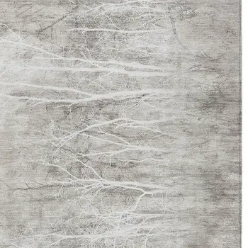 10' X 14' Silver And Gray Floral Washable Indoor Outdoor Area Rug