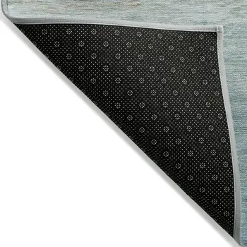5' X 8' Teal Blue And Gold Nautical Washable Indoor Outdoor Area Rug