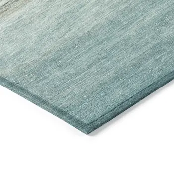8' X 10' Teal Blue And Gold Nautical Washable Indoor Outdoor Area Rug