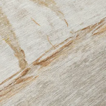 9' X 12' Taupe And Gold Nautical Washable Indoor Outdoor Area Rug
