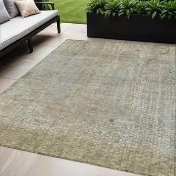 5' X 8' Beige And Ivory Abstract Washable Indoor Outdoor Area Rug