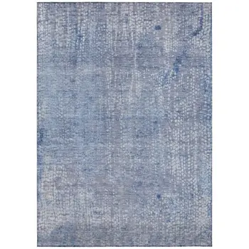 3' X 5' Blue And Ivory Abstract Washable Indoor Outdoor Area Rug