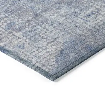5' X 8' Blue And Ivory Abstract Washable Indoor Outdoor Area Rug