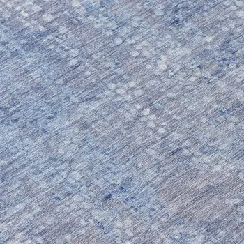 8' Blue And Ivory Round Abstract Washable Indoor Outdoor Area Rug
