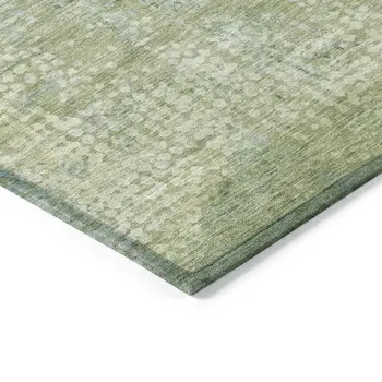 3' X 5' Green And Ivory Abstract Washable Indoor Outdoor Area Rug
